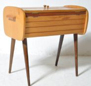 MID CENTURY BEECH WOOD SEWING BOX LADIES WORKBOX