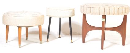 COLLECTION OF THREE RETRO VINTAGE MID 20TH CENTURY STOOLS