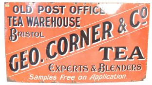 LARGE VINTAGE BRISTOL - GEORGE CORNER AND CO ENAMEL SIGN