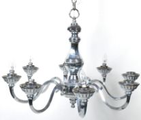 LATE 20TH CENTURY WHITE BRASS HANGING CHANDELIER / ELECTROLIER