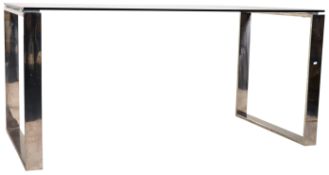 LARGE 20TH CENTURY CHROME AND GLASS TOPPED DINING TABLE