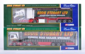 TWO ORIGINAL CORGI EDDIE STOBART DIECAST MODEL TRUCKS