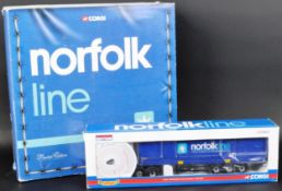 TWO CORGI 1/50 SCALE BOXED DIECAST ' NORFOLK LINE ' MODEL TRUCKS