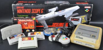 ORIGINAL SUPER NINTENDO GAMES CONSOLE, SUPER SCOPE 6 AND GAMES