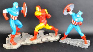 TWO ENESCO MARVEL CAPTAIN AMERICA HAND PAINTED RESIN FIGURES