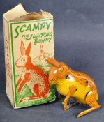 1940S VINTAGE CLOCKWORK TINPLATE TOY ' SCAMPY THE JUMPING BUNNY '