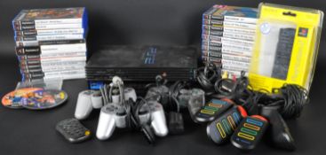 ORIGINAL PLAYSTATION 2 PS2 VIDEO GAMES CONSOLE, CONTROLLERS, LEADS AND LARGE COLLECTION OF GAMES