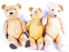 THREE EARLY 20TH CENTURY ENGLISH SOFT TOY TEDDY BEARS
