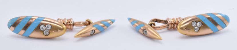 PAIR OF VINTAGE GOLD & DIAMOND CUFFLINKS