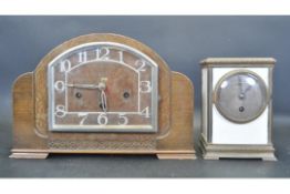 EARLY 20TH CENTURY ART DECO MANTEL CLOCK TOGETHER WITH ANOTHER