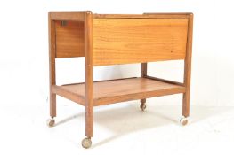 MID CENTURY TEAK WOOD DANISH TROLLEY AND MIRROR