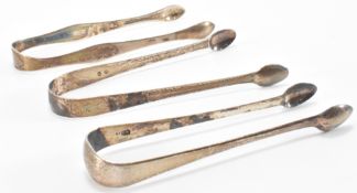 THREE GEORGE III SILVER HALLMARKED SUGAR TONGS