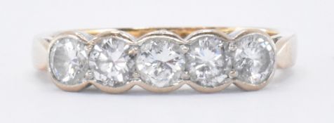 HALLMARKED 18CT GOLD & DIAMOND FIVE STONE RING