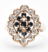 HALLMARKED 9CT GOLD BLUE & WHITE STONE RING