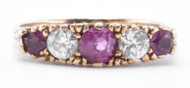 HALLMARKED 9CT GOLD WHITE & PINK STONE RING