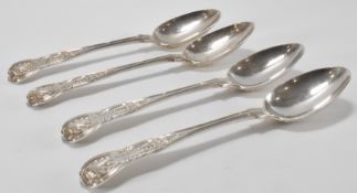 FOUR HALLMARKED SILVER VICTORIAN DESSERT SPOONS