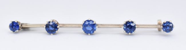 14CT GOLD & SAPPHIRE BAR BROOCH