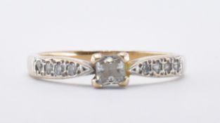 HALLMARKED 9CT AND WHITE STONE RING