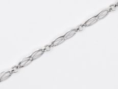 HALLMARKED 9CT WHITE GOLD FANCY LINK BRACELET CHAIN