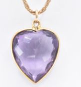 18CT GOLD & AMETHYST PENDANT NECKLACE