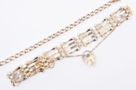 TWO 9CT GOLD BRACELETS INCLUDING GATELINK
