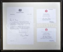 ESTATE OF DAVE PROWSE - MARGARET THATCHER - PRIME MINISTER LETTER