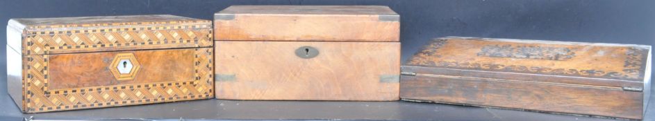 COLLECTION OF THREE 19TH CENTURY / VICTORIAN AND LATER WRITING SLOPES