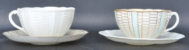 19TH CENTURY VICTORIAN BELEEK IRISH PORCELAIN CABINET CUPS