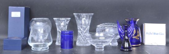 COLLECTION OF VINTAGE BRISTOL BLUE GLASS AND CRYSTAL CUT GLASS