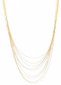 14K CONTINENTAL GOLD EIGHT STRING NECKLACE