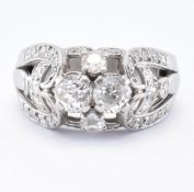 1940S PLATINUM & DIAMOND BOMBE RING
