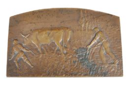 19TH CENTURY FRENCH COUDRAY ART NOUVEAU BRONZE PLAQUE