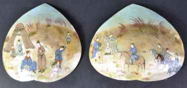 PAIR OF 19TH CENTURY HAND PAINTED PERSIAN MOTHER OF PEARL PANELS