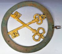 19TH CENTURY WROUGHT METAL LOCKSMITH CROSSED KEY SIGN
