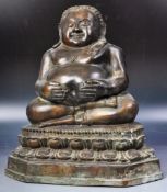 LARGE 19TH CENTURY CHINESE BRONZE FAT BUDDHA
