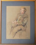 20TH CENTURY SIGNED POLITICAL PASTEL PORTRAIT SKETCH