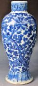 19TH CENTURY CHINESE KANGXI MARKED BLUE AND WHITE VASE