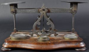 19TH CENTURY VICTORIAN WALNUT & BRASS POSTAL SCALES
