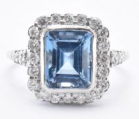 WHITE GOLD AQUAMARINE & DIAMOND DRESS RING
