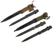 THREE VINTAGE LIGHT AUTOMATIC RIFLE TYPE C SOCKET BAYONETS