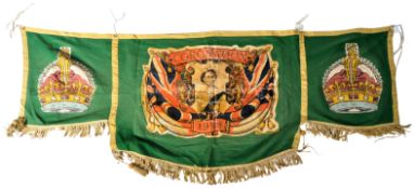 LARGE QUEEN ELIZABETH II CORONATION FLAG BANNER