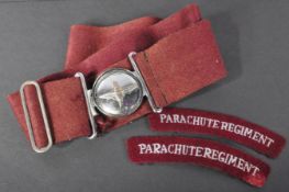WWII SECOND WORLD WAR PARACHUTE REGIMENT BELT & SHOULDER TITLES