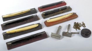 COLLECTION OF VINTAGE BRITISH & GERMAN CUT THROAT RAZORS