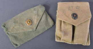 TWO WWII SECOND WORLD WAR US ARMY WEBBING BELT POUCHES