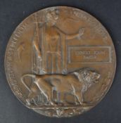 WWI FIRST WORLD WAR DEATH PLAQUE / PENNY - ERNEST JOHN BAKER