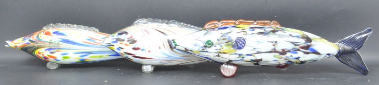 THREE LARGE VINTAGE RETRO ITALIAN MURANO GLASS FISHES