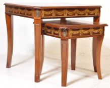 20TH CENTURY MAHOGANY QUARTER VENEER NEST OF GRADUATING TABLES