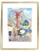 RENOS LOIZOU (1948-2013) 'PLAYING CARDS' MIXED MEDIA ABSTRACT PAINTING