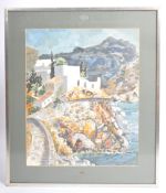 E.M.K - FRAMED AND GLAZED GOUACHE ON PAPER LANDSCAPE PAINTING