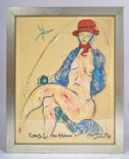 RENOS LOIZOU (1948-2013) - MIXED MEDIA PAINTING ON HANDMADE PAPER